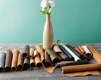 Premium Full Grain Italian Cowhide Leather Scraps upholstery --- Medium & Large Size Pieces 4&quot;x10&quot; or larger