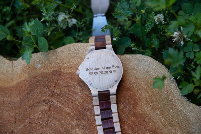 personalized wood watch for Dad, wooden watch, 5th year anniversary gift for him, engraved wood watch for him, groomsmen gift, gift for dad watch engraved