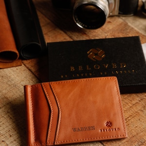 Cartera personalizada amada para hombres, regalo grabado para él, cartera personalizada para hombres, cumpleaños, regalo de bodas, regalo de aniversario de 3er año para hombres