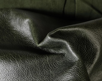 Premium Italian full-grain Moss dark Green Aniline Cowhide leather sheets for upholstery, bags, jewelry, earrings, wallet, and book binding