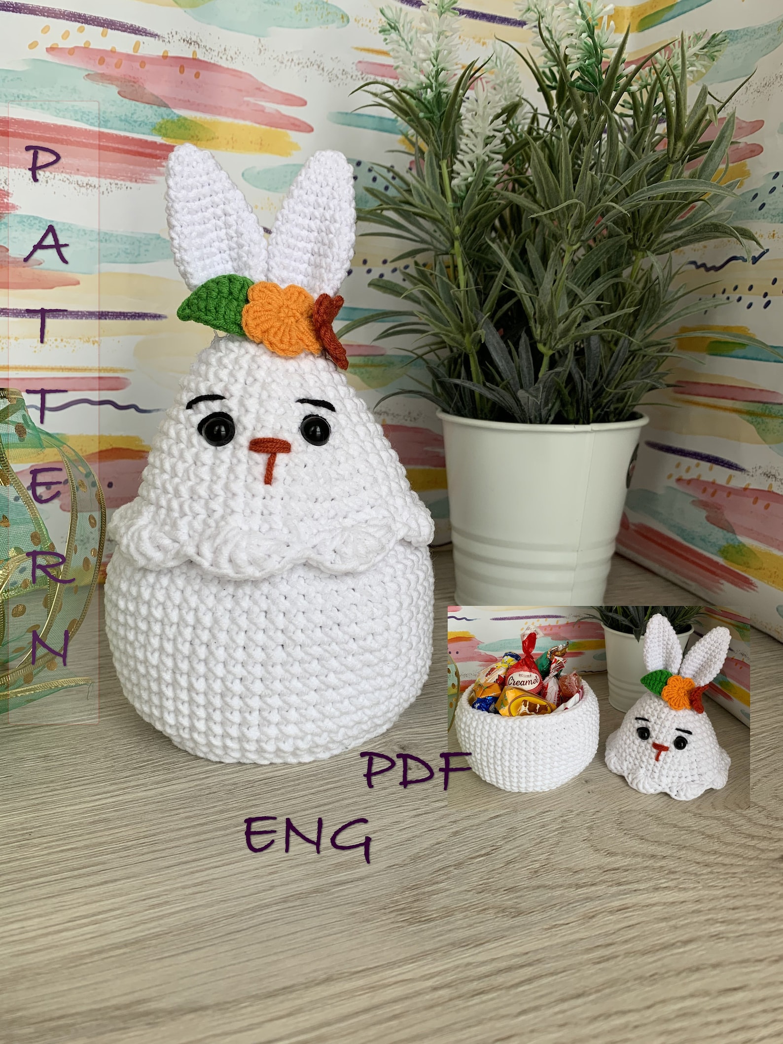 Easter Bunny Basket Amigurumi Decoration Crochet Pattern PDF Etsy
