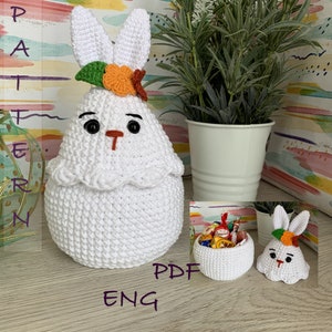 Easter Bunny basket Amigurumi decoration   Crochet Pattern  (PDF)