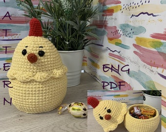 Easter chicken basket Amigurumi decoration   Crochet Pattern  (PDF)