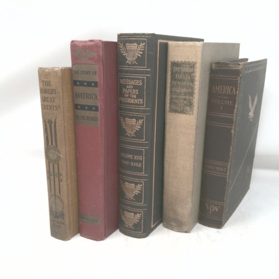 Vintage Book Set With Featured Topic Historical History Decorative