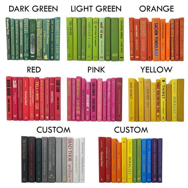 Modern hardback books | decorative books by color | choose your colors and length | gently used real books | price is per foot