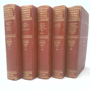 Set di libri vintage con titolo in primo piano / Edmund Burke Vol 24 / Set di libri decorativi vintage / Decorazione del libro / 5 Libro / Set