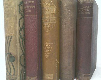 Vintage Book Set with Featured Title | *Donald and Dorothy/Mary Dodge* |Decorative Vintage Book Sets|Book Décor|5 Books/Set