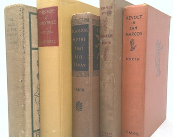 Vintage Book Set with Featured Title|*Classical Myths that Live Today/Frances Sabin*|Decorative Vintage Book Sets | Book Décor | 5 Books/Set