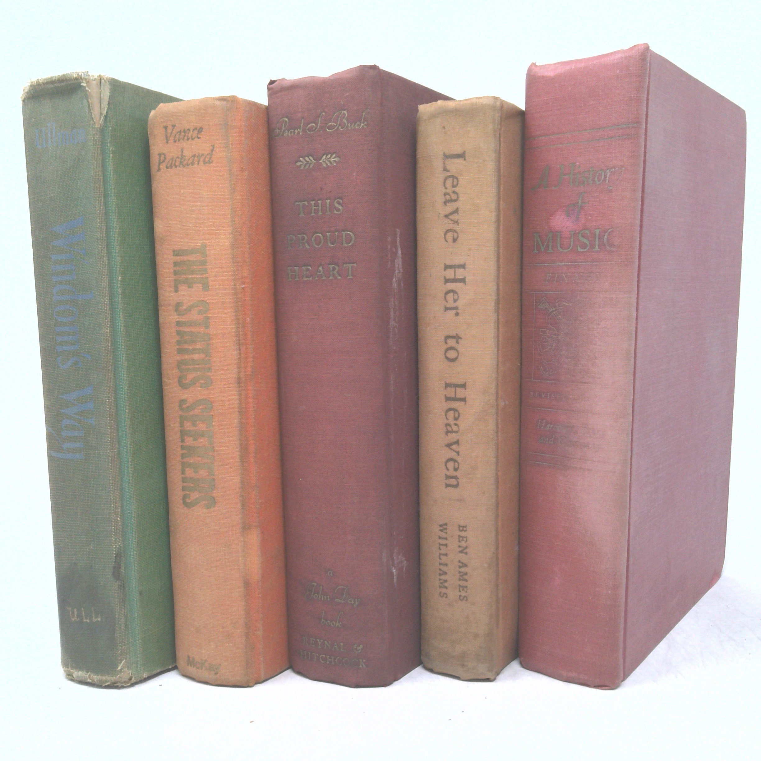 Vintage Book Set with Featured Title | *This Proud Heart /Pearl Buck* | Decorative Vintage Book Sets | Book Décor | 5 Books/Set