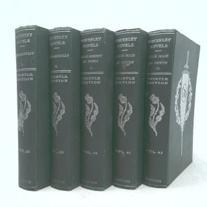 Vintage Book Set with Featured Title |Count Robert of Paris/Sir W. Scott| Decorative Vintage Book Sets |Book Décor|5 Book/Set