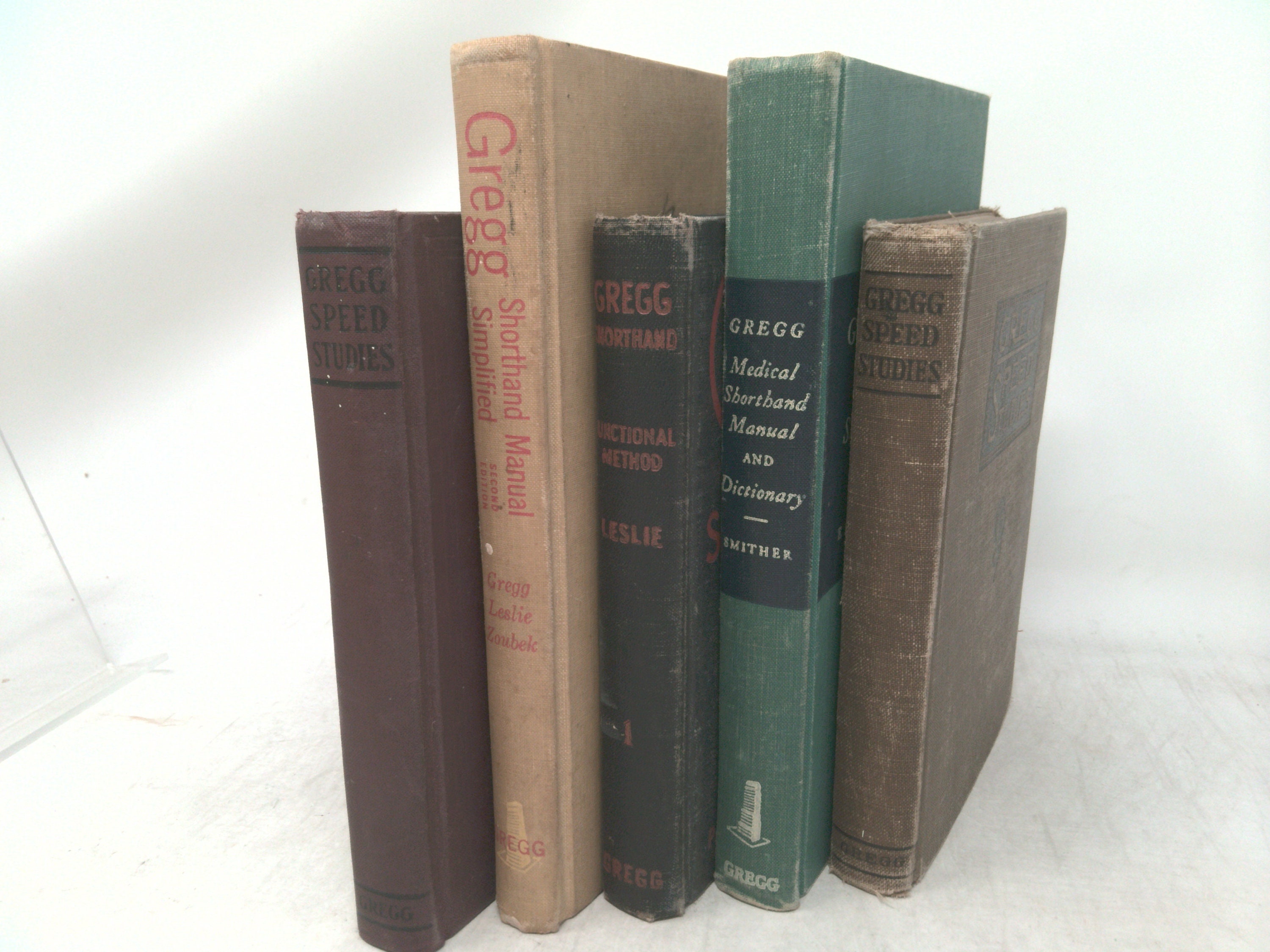Vintage Book Set with Featured Title | Gregg Shorthand Manual | Decorative Vintage Book Sets |Book Décor|5 Book/Set