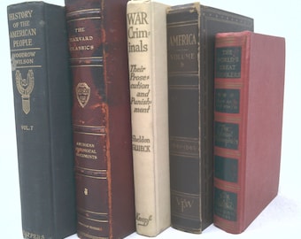 Vintage Book Set with Featured Title | *War Criminals /Sheldon Glueck* | Decorative Vintage Book Sets | Book Décor | 5 Books/Set