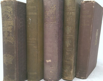 Vintage Book Set with Featured Title | *Patriotism/Rev. H.W Bolton* | Decorative Vintage Book Sets | Book Décor | 5 Books/Set