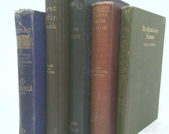 Set di libri vintage con titolo in primo piano / * Walpole / John Morley * / Set di libri vintage decorativi / Decorazione del libro / 5 libri / Set