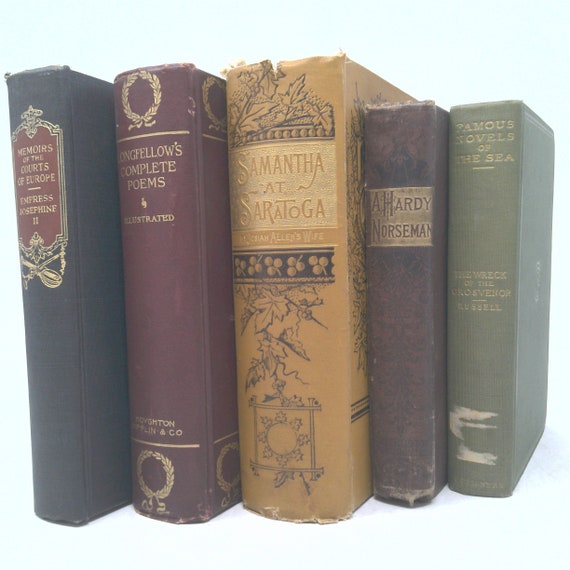 Vintage Book Set With Featured Title book Title /author Decorative