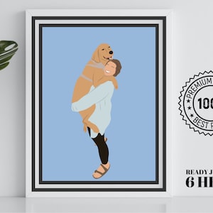 Custom Faceless Pet Portrait, Pet Portrait Faceless Art, Digital Faceless Illustration, Custom Pet Painting, Pet&Owner Art Faceless Print