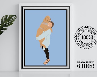 Benutzerdefinierte gesichtslose Haustier Portrait, Haustier Portrait gesichtslose Kunst, digitale gesichtslose Illustration, benutzerdefinierte Haustier Malerei, Haustier & Besitzer Kunst gesichtsloser Druck