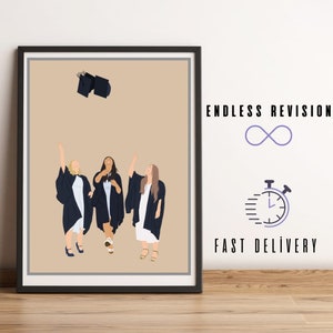 Personalised Digital Portrait, Graduation Draw,  Faceless Digital Art Printable Art Profile Picture Personalized Gift