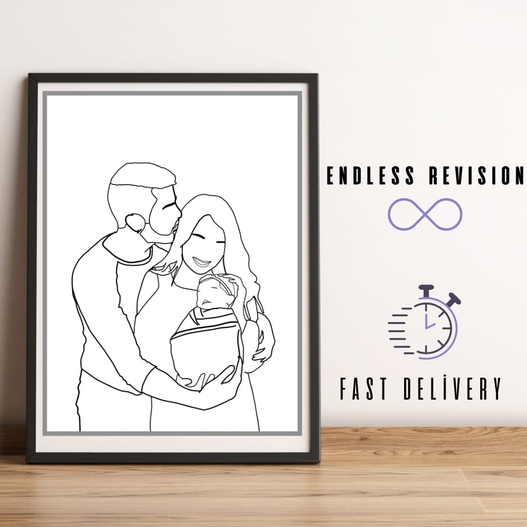 Custom Line Drawing, Face Line Art, Simple Line Art