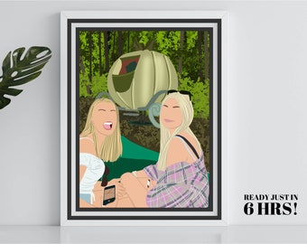 Faceless portrait, custom digital portrait, painting from photo, Family picture, personalised picture print