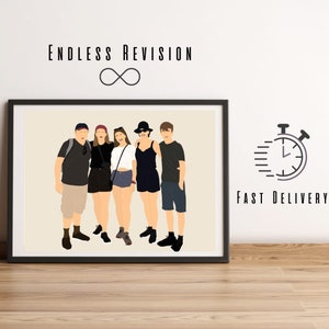 Retrato de grupo, desenho de grupo, desenho de foto, desenho digital, foto de família, desenho de família, grupo de desafio, desenho personalizado