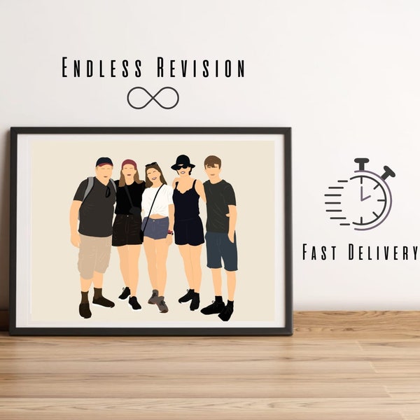 Group Portrait, Group drawing, drawing from photo, Digital drawing, Family picture, Family drawing, challenge group,custom drawing