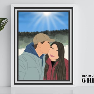Custom portrait with background, faceless digital portrait, drawing from photo, Digital drawing, Family picture, personalised picture