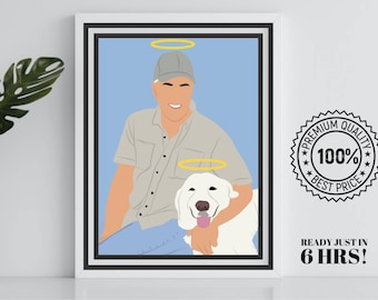 Gesichtsloses Erinnerungsporträt, Erinnerungslinie, Minimal, Gesichtslos, Familienverlust Illustration vom Foto, Engel, Heiligenschein, Erinnerungs-Andenken