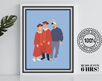 Faceless Memorial Portrait, Digital art memorial, Angel family Portrait, Faceless halo Portrait, pet loss line, Custom passed illustration