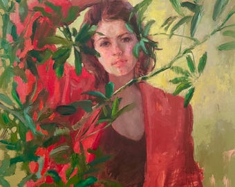 Frauenbild 24x20 in Original Ölgemälde Figuratives Kunstwerk