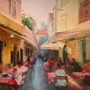 Italy painting Cityscape oil on canvas  Original Artworks 16 in x 20 in Resto in Italy