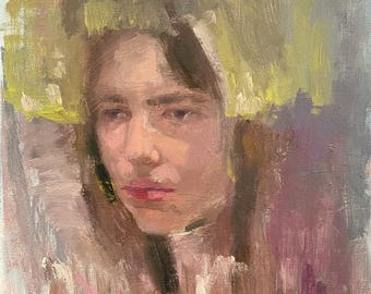 Abstract Portrait Painting 10 x 12in Original Artwork Oil on Canvas