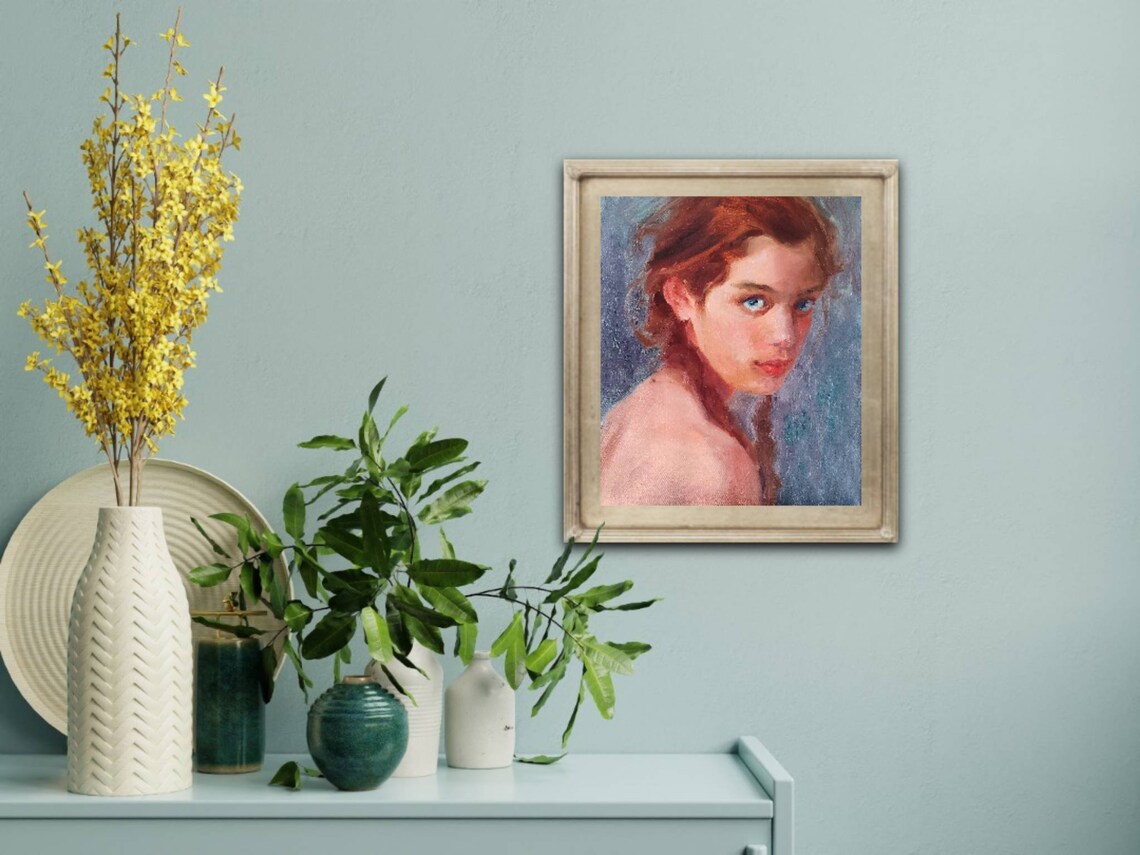 Contemporary Female Portrait Modern Girl Art Girl Oil Painting Etsy