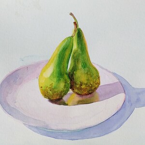Dipinto di frutta 15"x11" Pere Opera d'arte originale Frutta Acquerello su carta 300 gm.