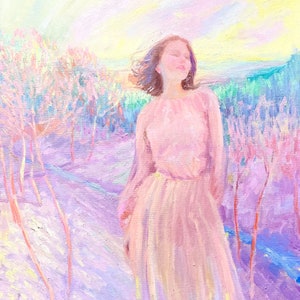 Kvinnoljemålning: Impressionistisk figurativ konst (24 x 20 tum) bild 1