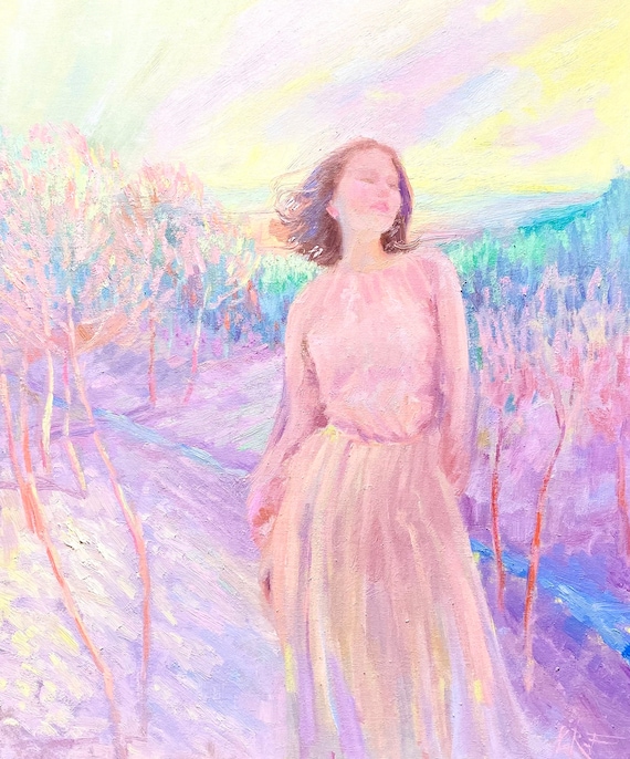 Woman Oil Painting: Impressionist Figurative Art (24x20 in)