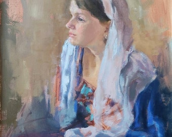 Woman Portrait Oil Painting 24 x 20in Original classical art