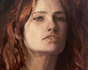 Woman Portrait Oil Painting 12x10 in Original Artwork Classical art
