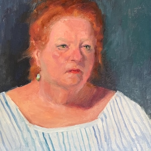 Woman painting Original artwork Oil on canvas 14in x 11in Impressionist art Figurative artwork Fine art