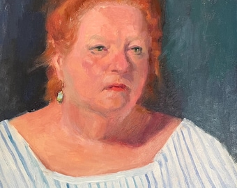 Impressionist Woman Portrait Painting, Original Oil on Canvas 14x11