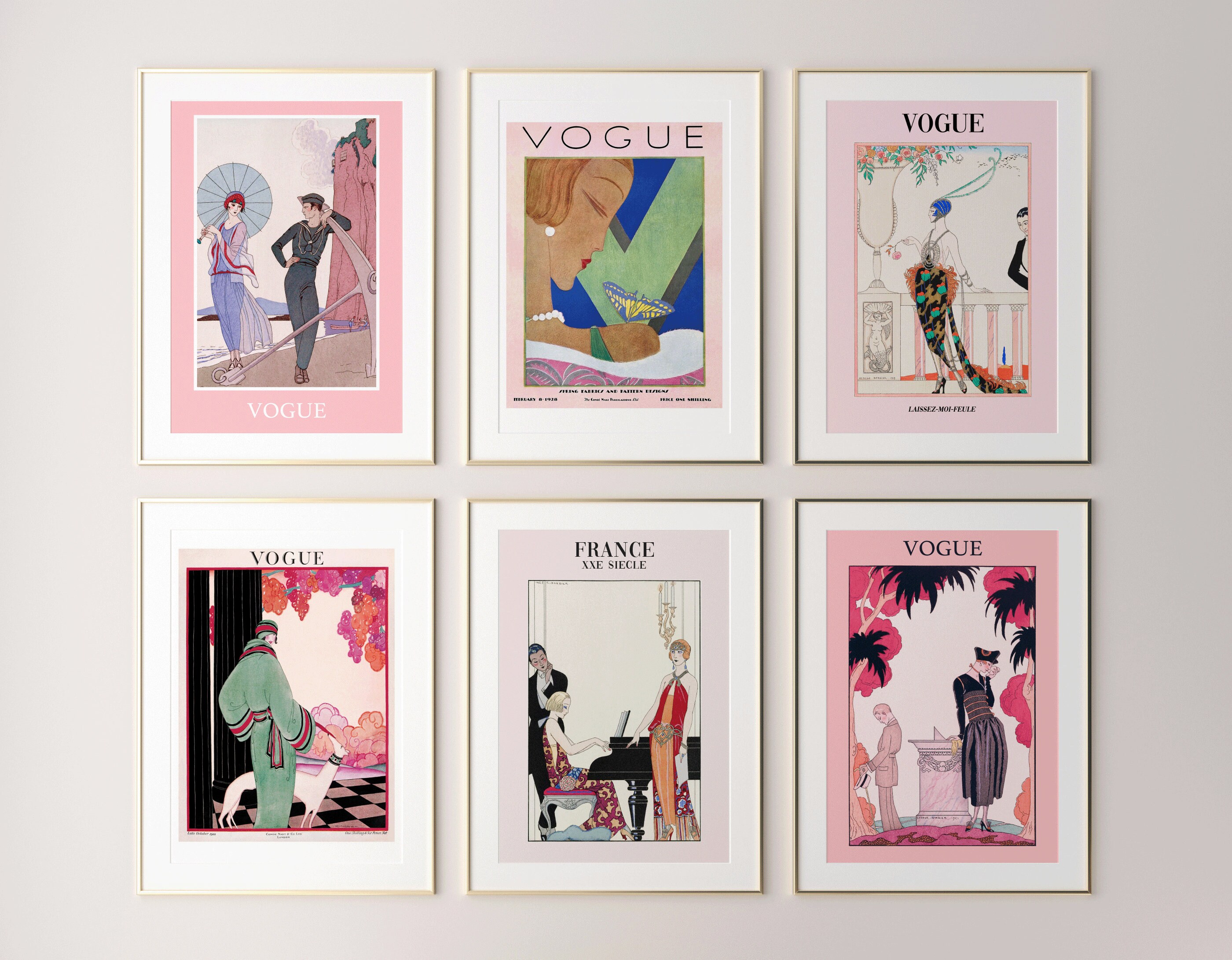 Vintage Vogue Style Magazine Fashion Prints Set of 6 A3 A4 Etsy