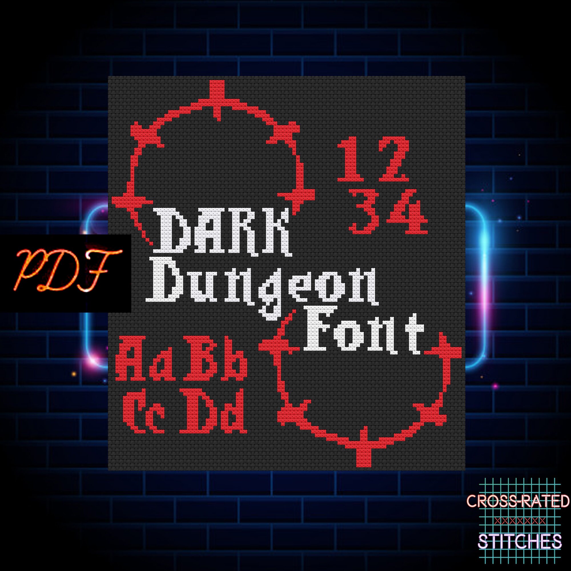 Dark Dungeon Font Goth Darkest Gamer Geek Alphabet Gothic Lovecraft Horror