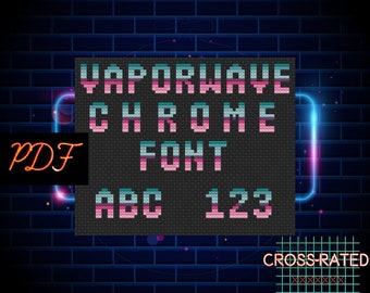 Vaporwave Chrome Font Aesthetic Retro Block Letters 80&#39;s Alphabet