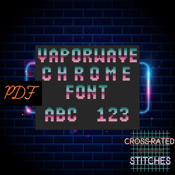 Vaporwave Chrome Font Aesthetic Retro Block Letters 80 S Etsy
