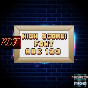 High Score! Font Pixel Art Retro Video Game Arcade Alphabet Old School