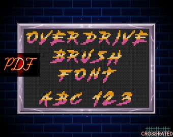 Overdrive Brush Font Vaporwave 90&#39;s Street Fighter Aesthetic Neon Colors Alphabet Retro