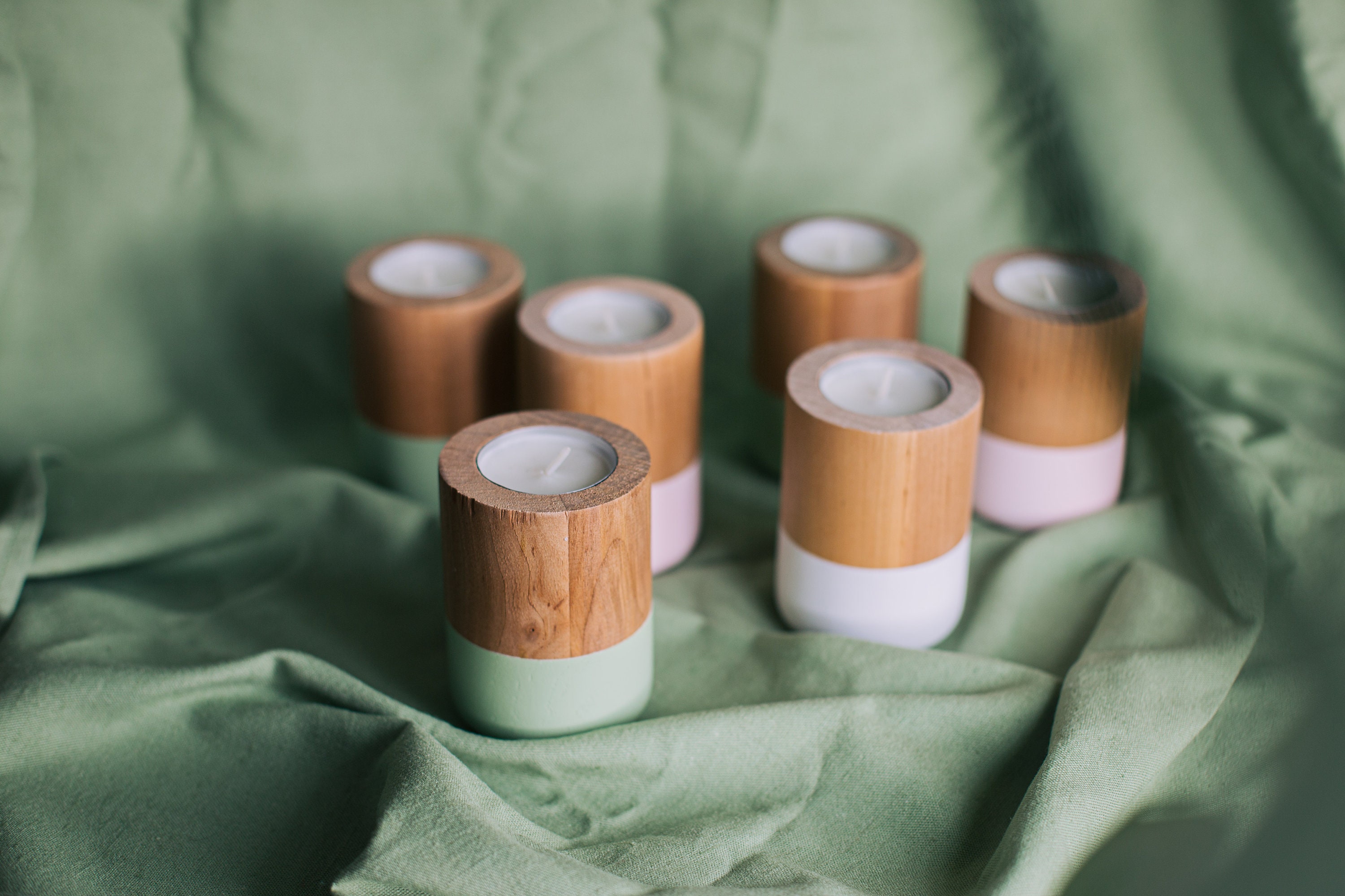 Set von 3 dekorative Kerzenständer Holz Kerzenständer | Etsy