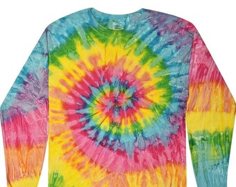 Classic Handmade Long Sleeve Tie-dye T-shirt 100% Cotton Gift Quality ...