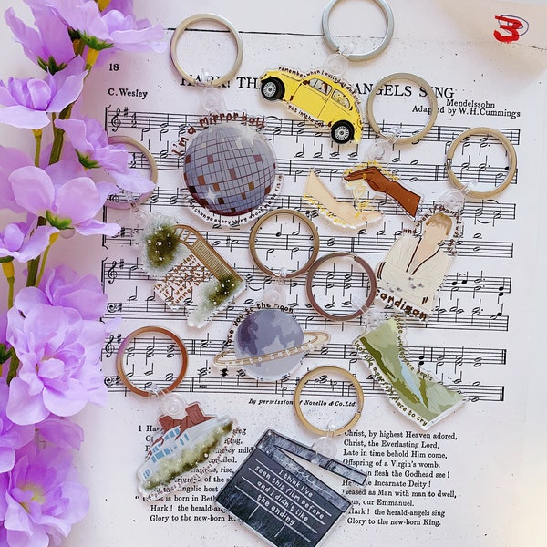 Taylor Inspired Folklore keychains | Album Quotes and Illustrations | Gifts | Pop music | keyring