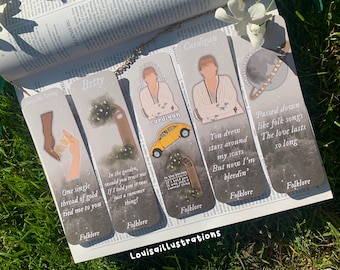 Taylor Inspired Folklore laminated bookmarks | Album Quotes and Illustrations | Gifts | Pop music